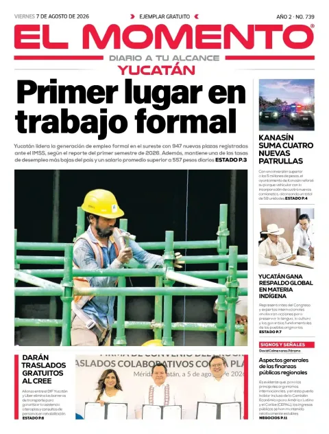 Portada de El Momento Yucatan del 2026-08-07