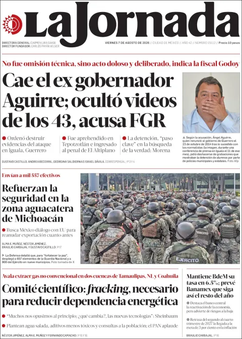Portada de La Jornada del 2026-08-07