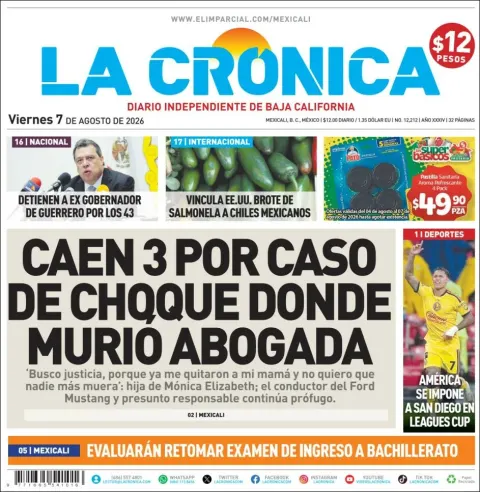 Portada de La Cronica del 2026-08-07