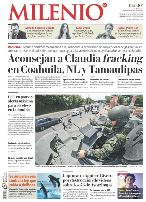 Portada de Milenio del 2026-08-07