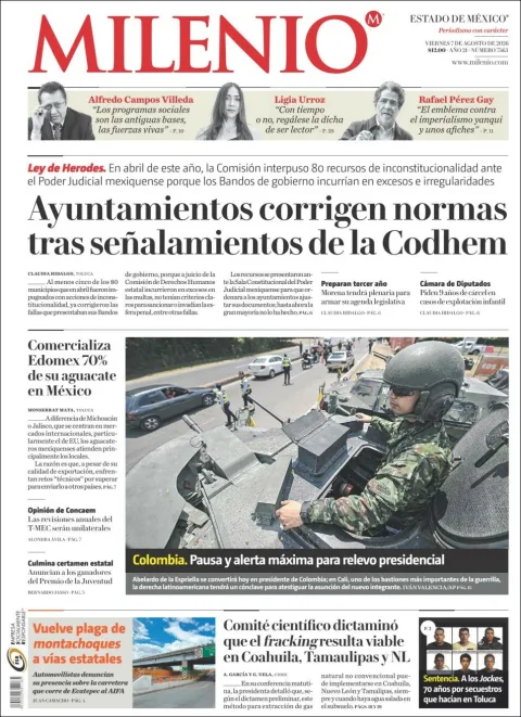 Portada de Milenio Edo de Mexico del 2026-08-07
