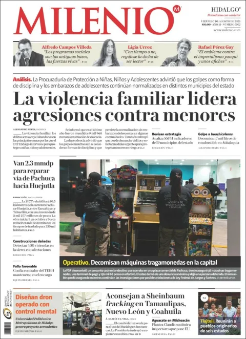 Portada de Milenio Hidalgo del 2026-08-07