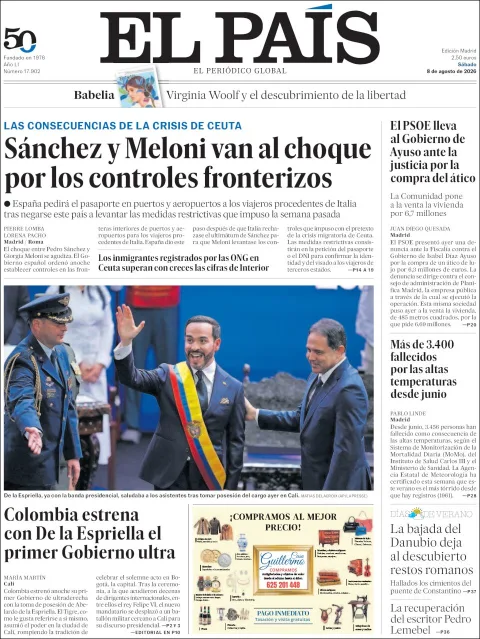 Portada de El Pais del 2026-08-08