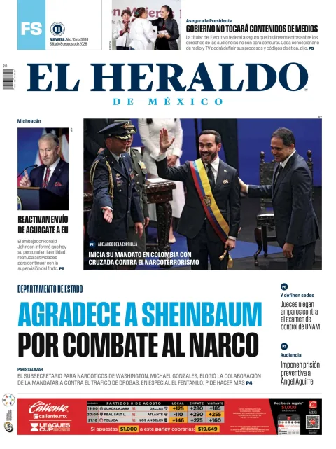 Portada de El Heraldo de Mexico del 2026-08-08