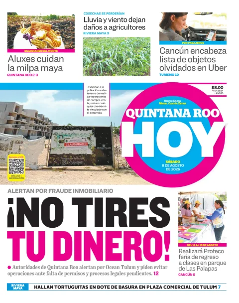 Portada de Quintana Roo Hoy (portada) del 2026-08-08