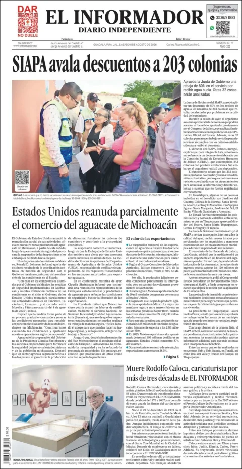 Portada de El Informador del 2026-08-08