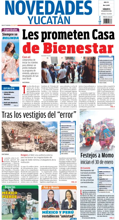 Portada de Novedades Yucatan