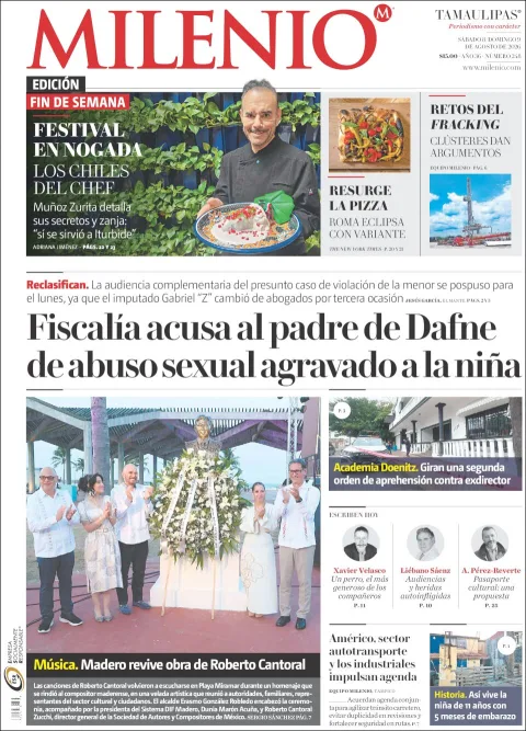 Portada de Milenio Tamaulipas del 2026-08-08