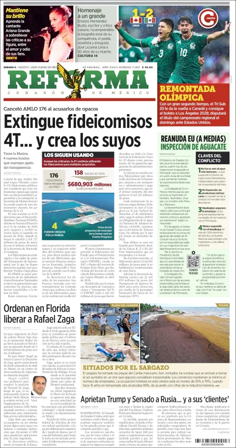 Portada de Reforma del 2026-08-08