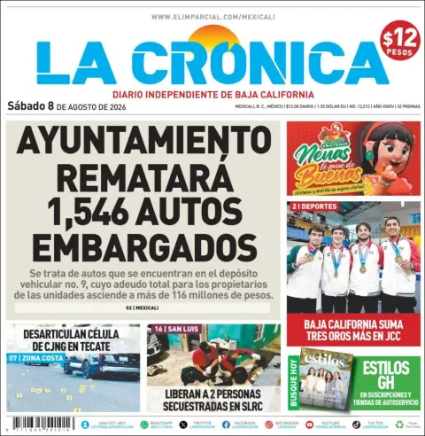 Portada de La Cronica del 2026-08-08