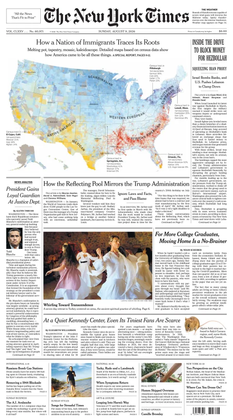 Portada de The New York Times (national) del 2026-08-09