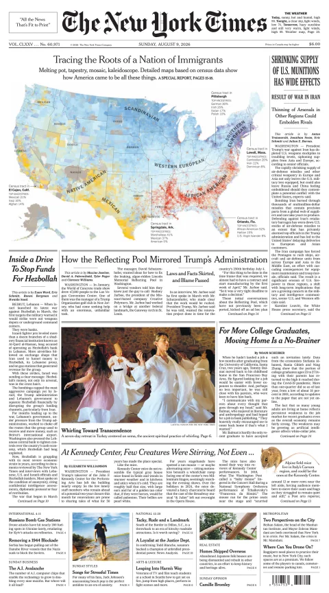 Portada de The New York Times (new York) del 2026-08-09