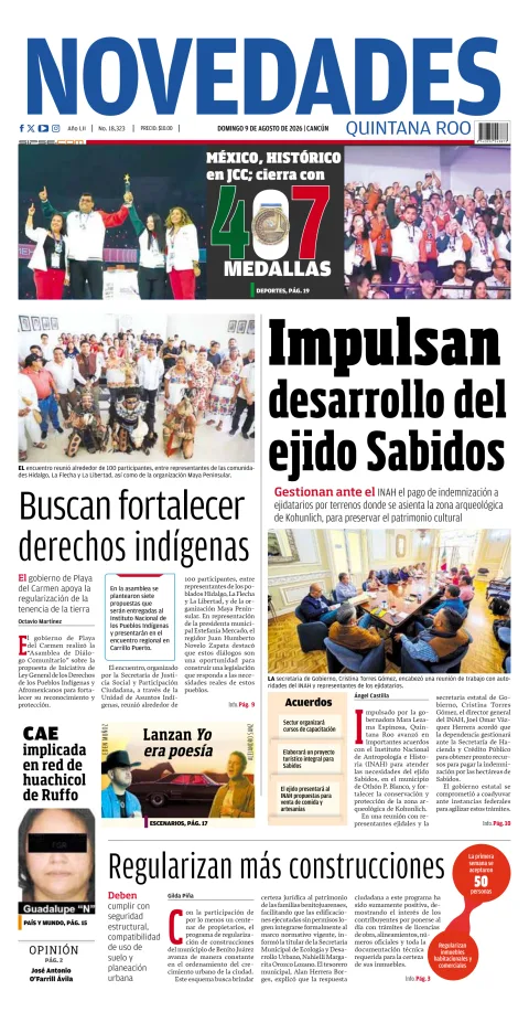 Portada de Novedades Quintana Roo del 2026-08-09