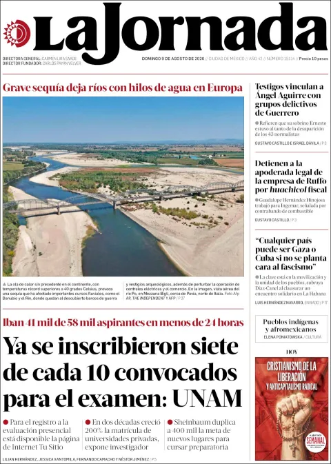 Portada de La Jornada del 2026-08-09