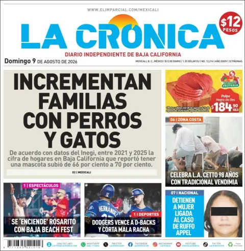 Portada de La Cronica del 2026-08-09