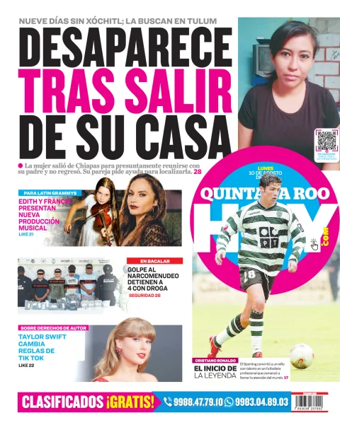 Portada de Quintana Roo Hoy (contraportada) del 2026-08-10