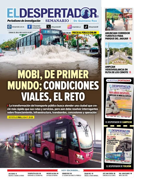 Portada de El Despertador de Quintana Roo del 2026-08-10