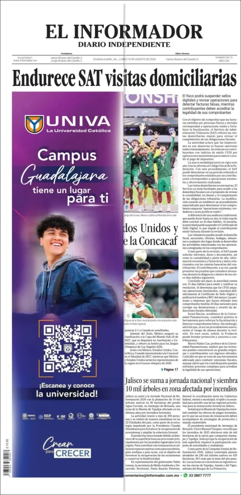 Portada de El Informador del 2026-08-10