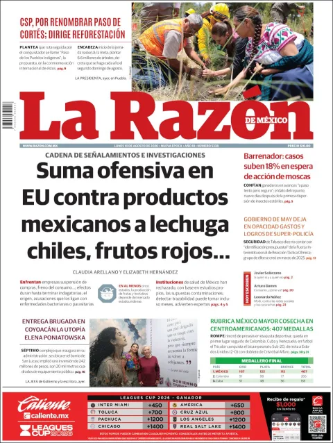 Portada de La Razon del 2026-08-10