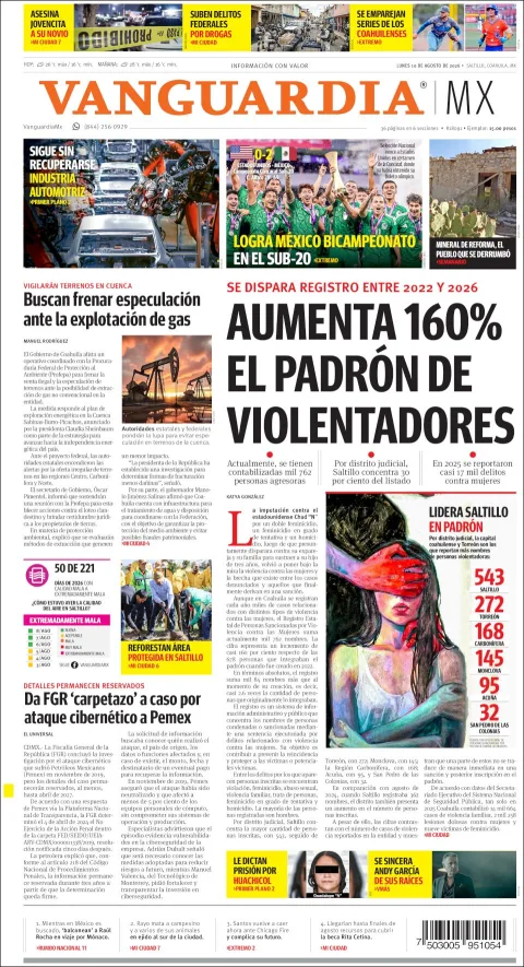 Portada de Vanguardia del 2026-08-10