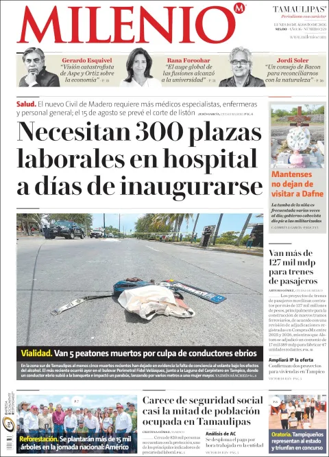 Portada de Milenio Tamaulipas del 2026-08-10