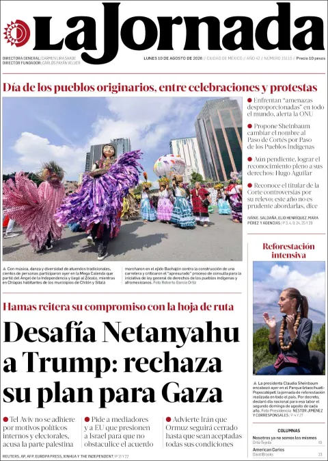 Portada de La Jornada del 2026-08-10