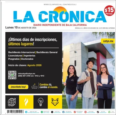 Portada de La Cronica del 2026-08-10