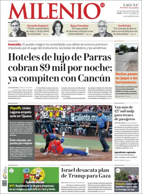 Portada de Milenio Laguna del 2026-08-10