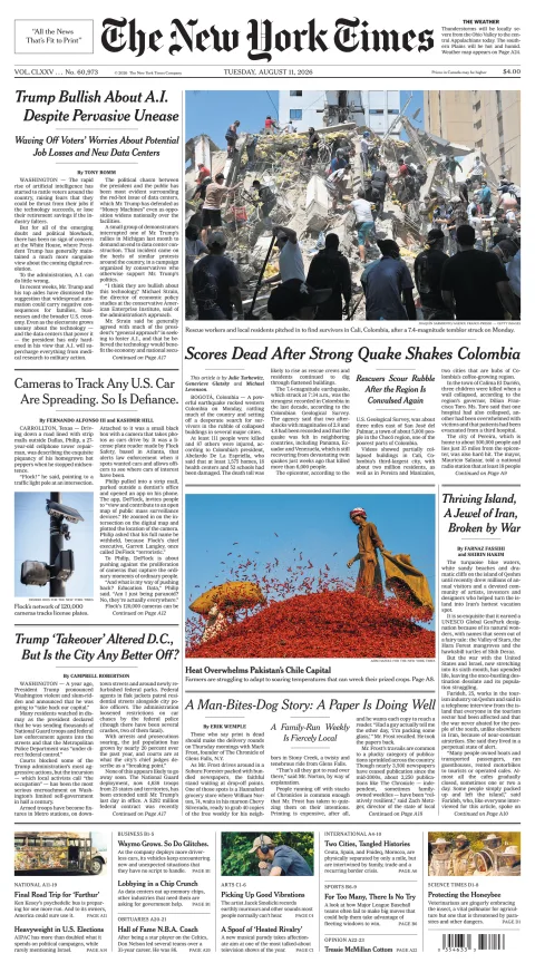 Portada de The New York Times (national) del 2026-08-11
