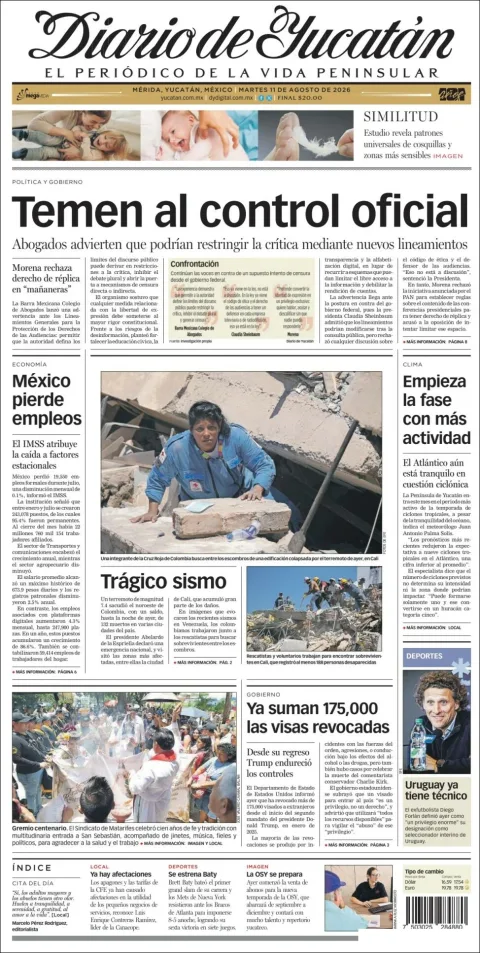 Portada de Diario de Yucatán del 2026-08-11