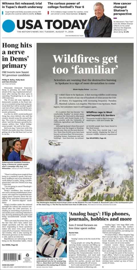 Portada de Usa Today del 2026-08-11