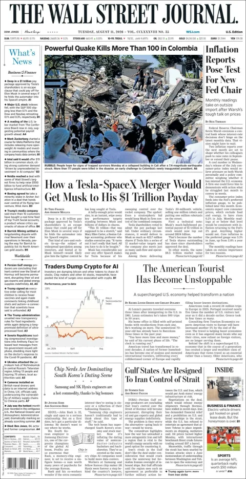 Portada de The Wall Street Journal del 2026-08-11