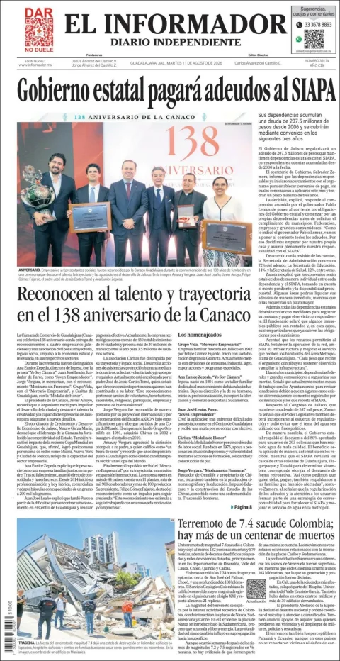 Portada de El Informador del 2026-08-11