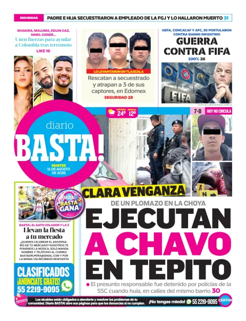 Portada de Basta! (contraportada) del 2026-08-11