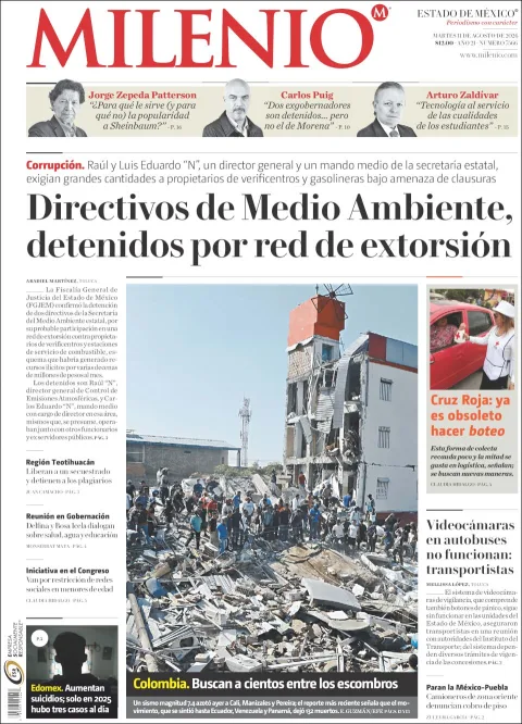 Portada de Milenio Edo de Mexico del 2026-08-11