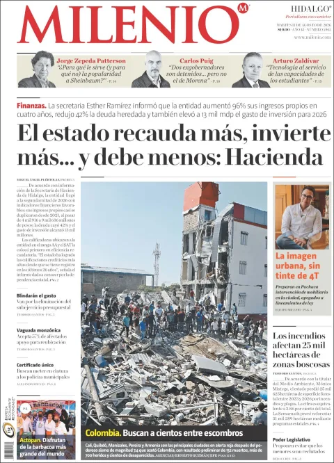 Portada de Milenio Hidalgo del 2026-08-11