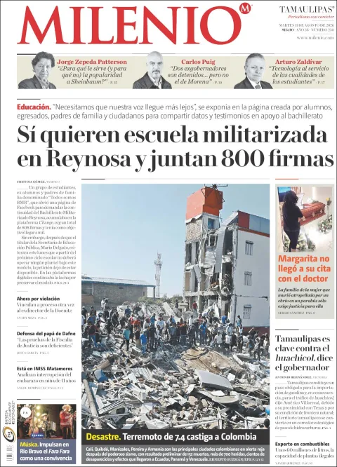 Portada de Milenio Tamaulipas del 2026-08-11