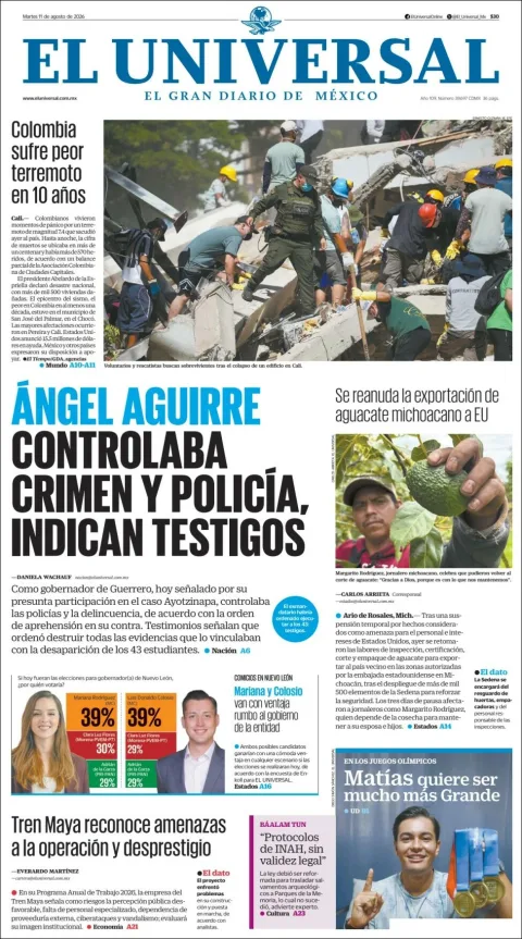 Portada de El Universal del 2026-08-11