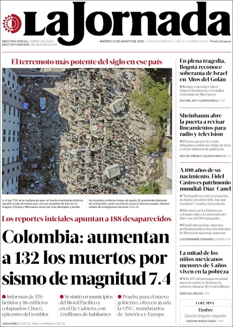 Portada de La Jornada del 2026-08-11