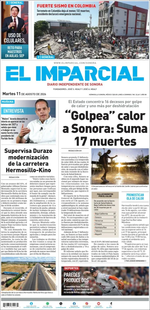Portada de El Imparcial del 2026-08-11