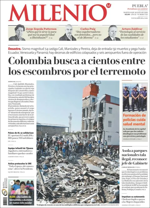 Portada de Milenio Puebla del 2026-08-11