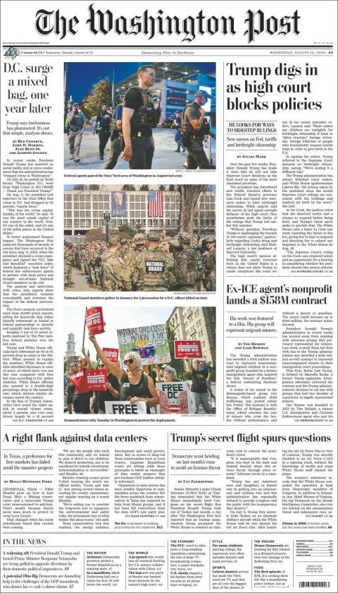 Portada de The Washington Post del 2026-08-12