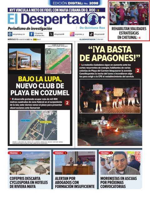 Portada de El Despertador de Quintana Roo del 2026-08-12