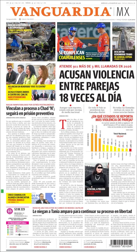 Portada de Vanguardia del 2026-08-12