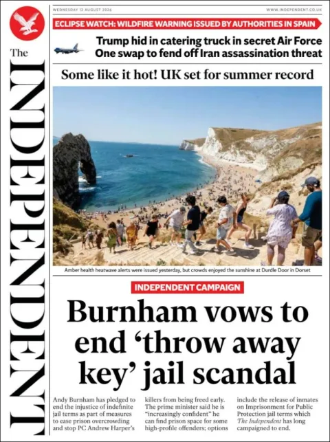 Portada de The Independent del 2026-08-12