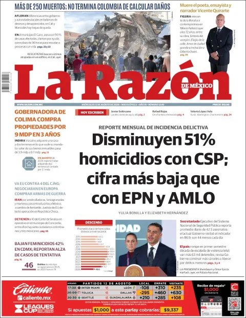 Portada de La Razon del 2026-08-12