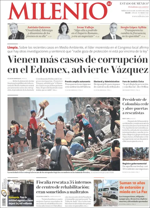 Portada de Milenio Edo de Mexico del 2026-08-12
