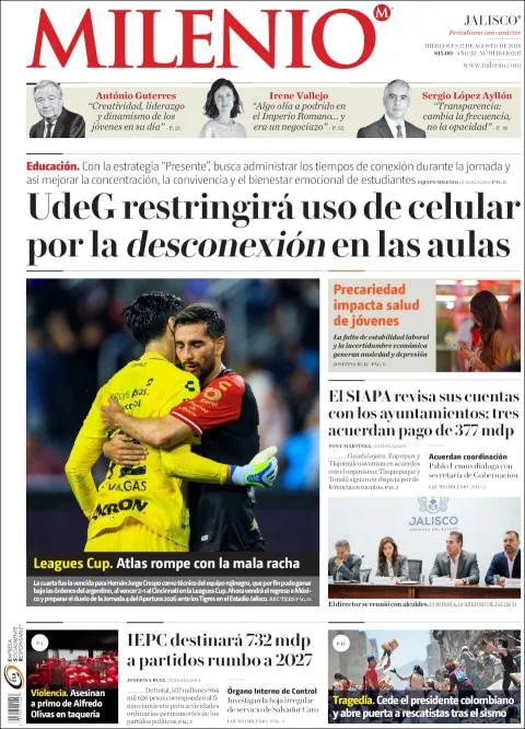 Portada de Milenio Jalisco del 2026-08-12