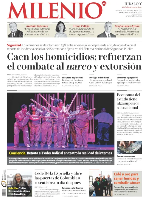 Portada de Milenio Hidalgo del 2026-08-12