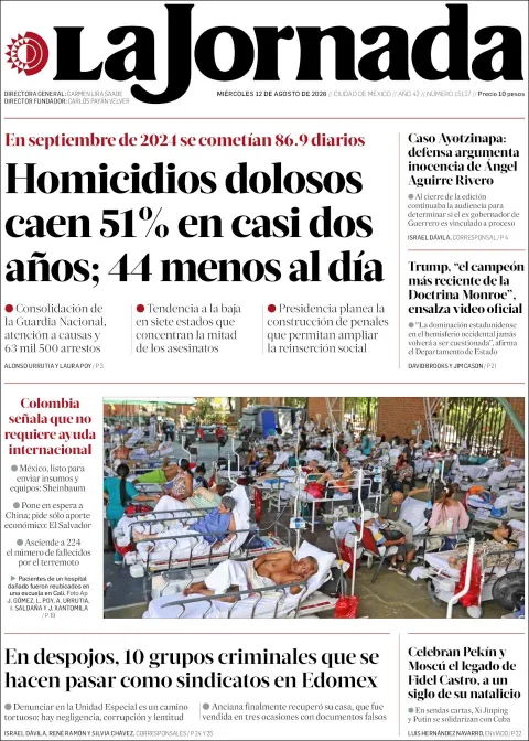 Portada de La Jornada del 2026-08-12